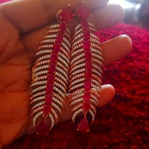 Cz and Ruby cocktail Earrings